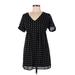 Forever 21 Casual Dress - Mini V Neck Short sleeves: Black Dresses - Women's Size Medium