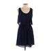 Soprano Casual Dress - A-Line Scoop Neck Sleeveless: Blue Print Dresses - Women's Size Large