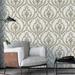 Canora Grey Damask Deep Embossed Wallpaper, Luxury Non-Pasted Wallcovering, Shimmering Non-Woven in White/Brown | 32.75 W in | Wayfair