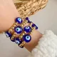 Go2boho-Bracelet grand œil maléfique bleu pour femme bijoux turcs accessoires perles plaquées or