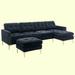 Black Sectional - Mercer41 Vash Upholstered Sectional Velvet | 33.8 H x 111 W x 54.3 D in | Wayfair 14BA8065539E47788219F52B24392005