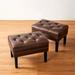 Glitzhome 22" Wide Faux Leather Tufted Rectangle Standard Ottoman Faux Leather in Brown | 15.5 H x 22 W x 15.25 D in | Wayfair GH80329