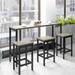 17 Stories Counter Height Extra Long Dining Table Set w/ 3 Stools Pub Kitchen Set Side Table w/ Footrest in Gray | Wayfair