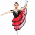 Longue jupe Tutu romantique de Ballet professionnel noir rouge robe d'espagne pour adultes et