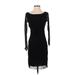 Weston Wear Casual Dress - Sheath Boatneck 3/4 sleeves: Black Print Dresses - Women's Size Small