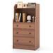 Costway Modern Storage Dresser with Anti-toppling Device-Walnut