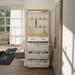OAK color shoe cabinet with 3 doors 2 drawers with hanger,PVC door with shape ,large space for storage