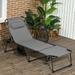 ,Outsunny Folding Chaise Lounge with 5-level Reclining Back, Outdoor Tanning Chair with Reading Face Hole