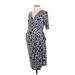 Motherhood Casual Dress - Sheath V Neck 3/4 sleeves: Blue Dresses - Women's Size Small Maternity