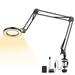 Magnifying Glass Desk Lamp with 3-Section Swing Arm and Big Clamp, Magnifying Glass with Light and Clamp