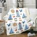 Lighthouse 60 x80 Throw Blanket for Boys Nautical Rope Knot Fleece Blanket Retro Sailboat Blanket Ocean Theme Sketch Blanket Vintage Steering Wheel Crab Lifebuoy Whale Beach Decor