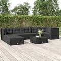 8 Piece Patio Lounge Set with Cushions Black Poly Rattan