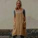 Womens Dresses Women Cotton Linen Pinafore Square Cross Apron Garden Work Dress Skorts Skirts For Women Casual Dresses For Women Khaki