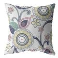 26 White Yellow Floral Indoor Outdoor Throw Pillow