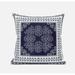 18 X 18 Blue And White Zippered Geometric Indoor Outdoor Throw Pillow