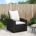 Patio Reclining Chair with Cushions Black Poly Rattan