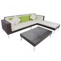 4 Piece Patio Lounge Set with Cushions Poly Rattan Brown