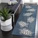 Carmel Indoor/Outdoor Power Loomed Synthetic Blend Low Profile Area Rug - Transitional Coastal Turtle Decorative (Seaturtles Navy) (1 11 X 4 11 )