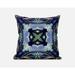 18 X 18 Peacock And Blue Zippered Geometric Indoor Outdoor Throw Pillow