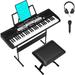 Danolapsi Piano Keyboard 61 Key Keyboard Piano for Beginner/Professional Portable Keyboard Electric Piano with Microphone and Headphone Mode (Headphones+Mic+Stand+Stool)