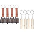 Loud Bear Bells with Leather Strap - 4Pcs for Coaches Referees Survival Tool