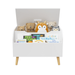 Kids Toy Box Chest Bench With Front Bookshelf Flip-Top Lid Safety Hinge Wooden Toy Storage Organizer For Playroom Kids Room Nursery