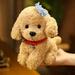 Lovely Curly Hair Teddy Dog Plush Toys Wears Collar Head Flower Teddy Dolls Stuffed Soft Toy Kids Birthday Gifts