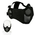 Tactical Airsoft and Paintball CS Foldable Half Face Low-carbon Steel Mesh Style Comfortable Adjustable Protective Mask (Black)