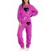 skpabo Tracksuit Women Warehouse Clearance Valentine s Day Two Piece Outfit Co ord Set Heart Printed Crew Neck Jumper and Joggers Bottoms Sweat Suit Lounge Wear Sports Gym Set