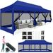 COBIZI 10x30 Canopy Heavy Duty Tent Pop Up Canopy Gazebo with Netting Screened Waterproof&Sunproof Ez up Canopy with Sidewalls Outdoor Instant Party Tent for Backyard Wedding Birthday BBQ Dark Blue