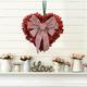 Valentine Wreaths for Wall Front Door 15.74 Burlap Heart Shaped Door Wreath with Buffalo Plaid Bows for Wedding Proposal Engagement Party Wall Window Door Decor(Classic Style)