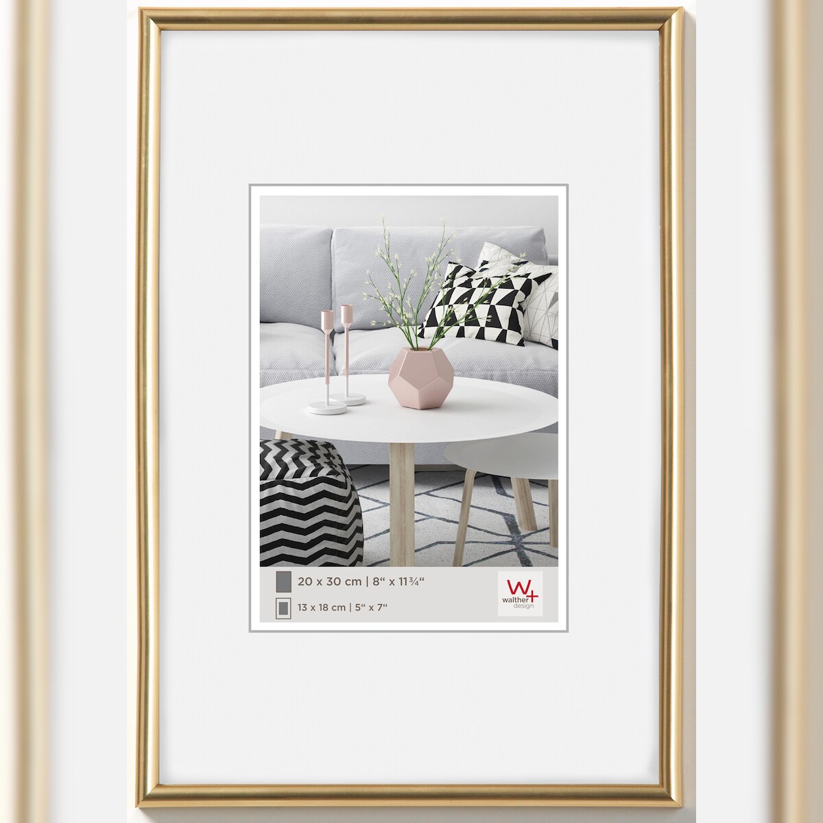 walther + design Galeria Kunststoff Bilderrahmen, gold, 13 x 18 cm Image