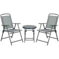 Outsunny Patio Bistro Set w/ Chairs & Coffee Table - Grey