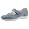 Ballerina WALDLÄUFER "HENNI", Damen, Gr. 7,5 (41), blau (jeansblau), Nubukleder, sportlich, Schuhe, Klettschuh, Komfortschuh mit Perforation, H-Weite