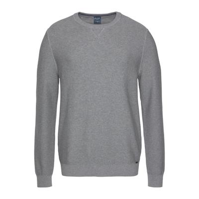 Rundhalspullover OLYMP "OLYMP Strick Casual", Herren, Gr. L, grau, Obermaterial: 100% Baumwolle, casual, schmal, Rundhals, Langarm, Pullover, mit modischem Strukturmuster Image