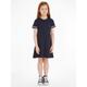 Jerseykleid TOMMY HILFIGER "RUFFLE RIB KNIT DRESS" Gr. 3 (98), N-Gr, blau (desert sky) Mädchen Kleider Gemusterte