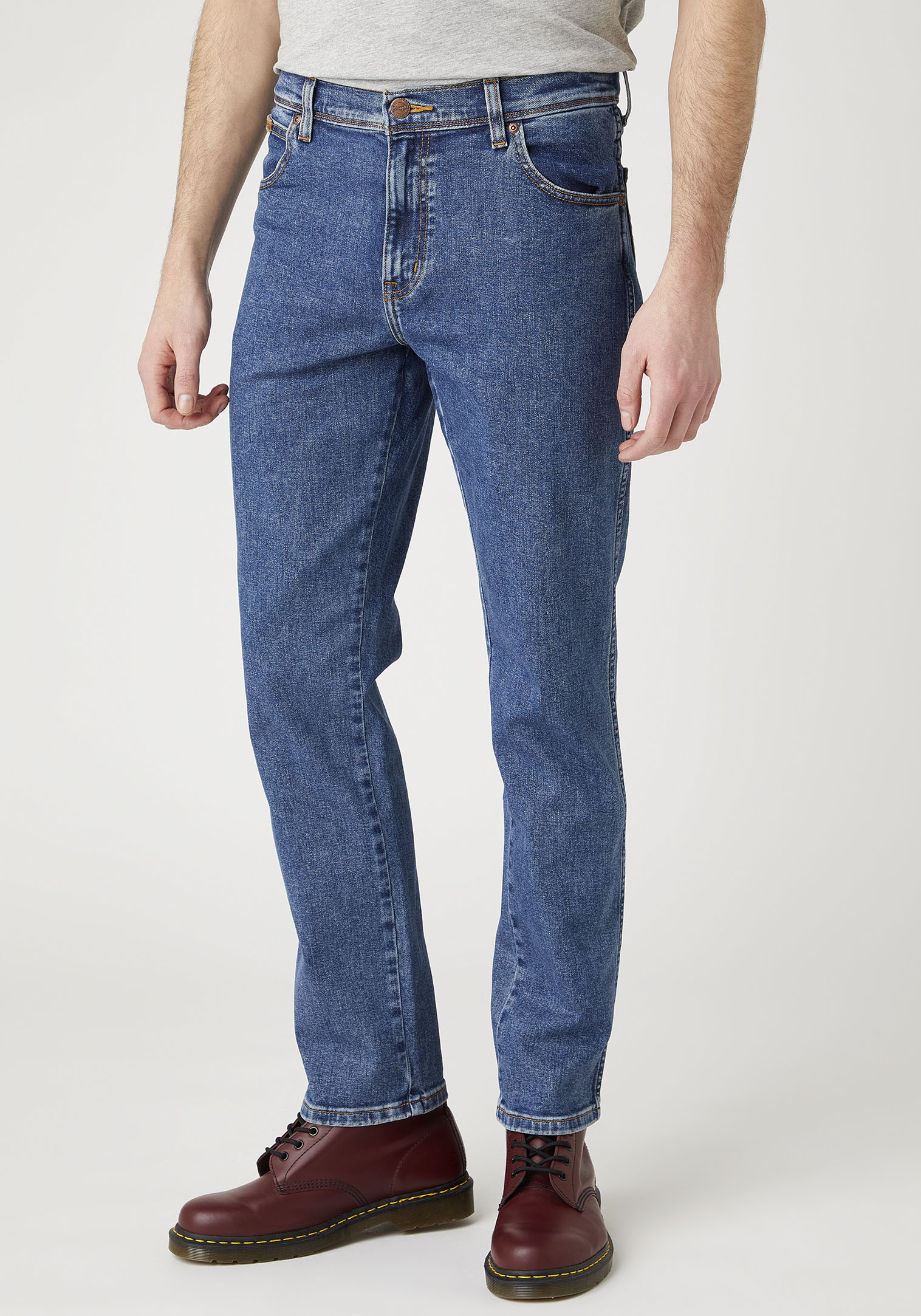 Slim-fit-Jeans WRANGLER "Texas Slim", Herren, Gr. 44, Länge 34, blau (stonewash), Denim/Jeans, Obermaterial: 99% Baumwolle, 1% Elasthan, unifarben, slim fit lang, Jeans Slim-fit-Jeans