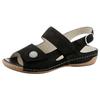 Riemchensandale WALDLÄUFER "HELIETT", Damen, Gr. 4,5 (37,5), schwarz, Nubukleder, sportlich, Schuhe, Sommerschuh, Sandalette, Keilabsatz, mit Wechselfußbett, H-Weite