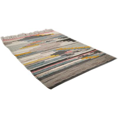 Teppich THEKO "Nomadic 3912" Gr. 4, bunt (multi), B:160cm H:7mm L:230cm, Baumwolle, Wolle, Teppiche, Fransenteppich, handgewebt, mit Fransen, ideal im Wohnzimmer & Schlafzimmer Image