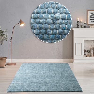 Wollteppich THEKO "Alpen", blau, B:90cm H:12mm L:160cm, Schurwolle, Teppiche, handgewebter Wendeteppich, meliert, reine Wolle, Wohnzimmer Image