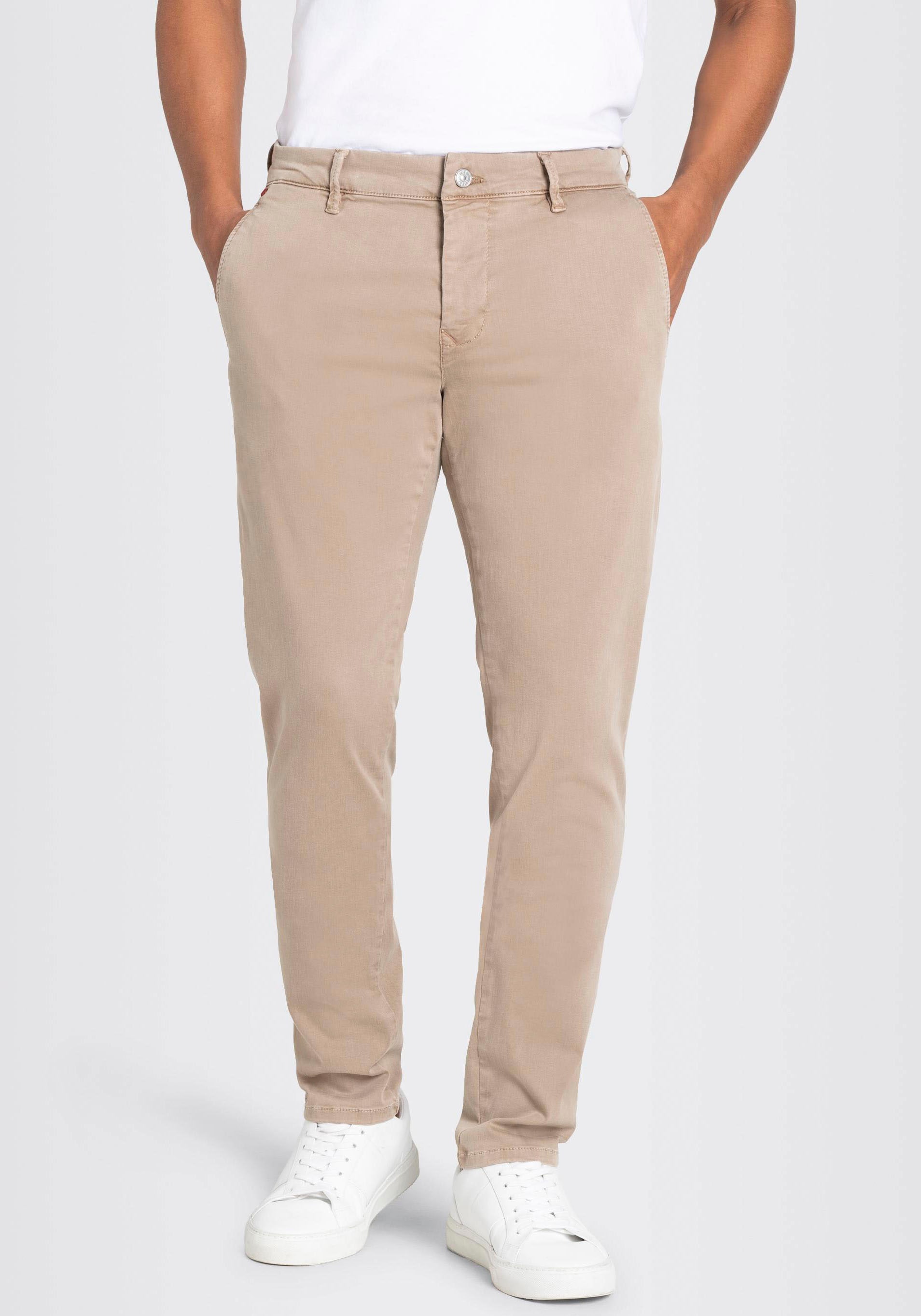 Chinohose MAC "Driver", Herren, Gr. 30, Länge 32, beige (dune beige), Web, Obermaterial: 89% Baumwolle, 8% Polyester, 3% Elasthan, unifarben, figurumspielend knöchellang, Hosen Chinohose, mit Stretch