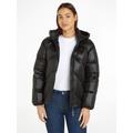 Daunenjacke TOMMY HILFIGER "CHEVRON LW DOWN JACKET" Gr. XXXL (46), schwarz (black) Damen Jacken Übergangsjacken