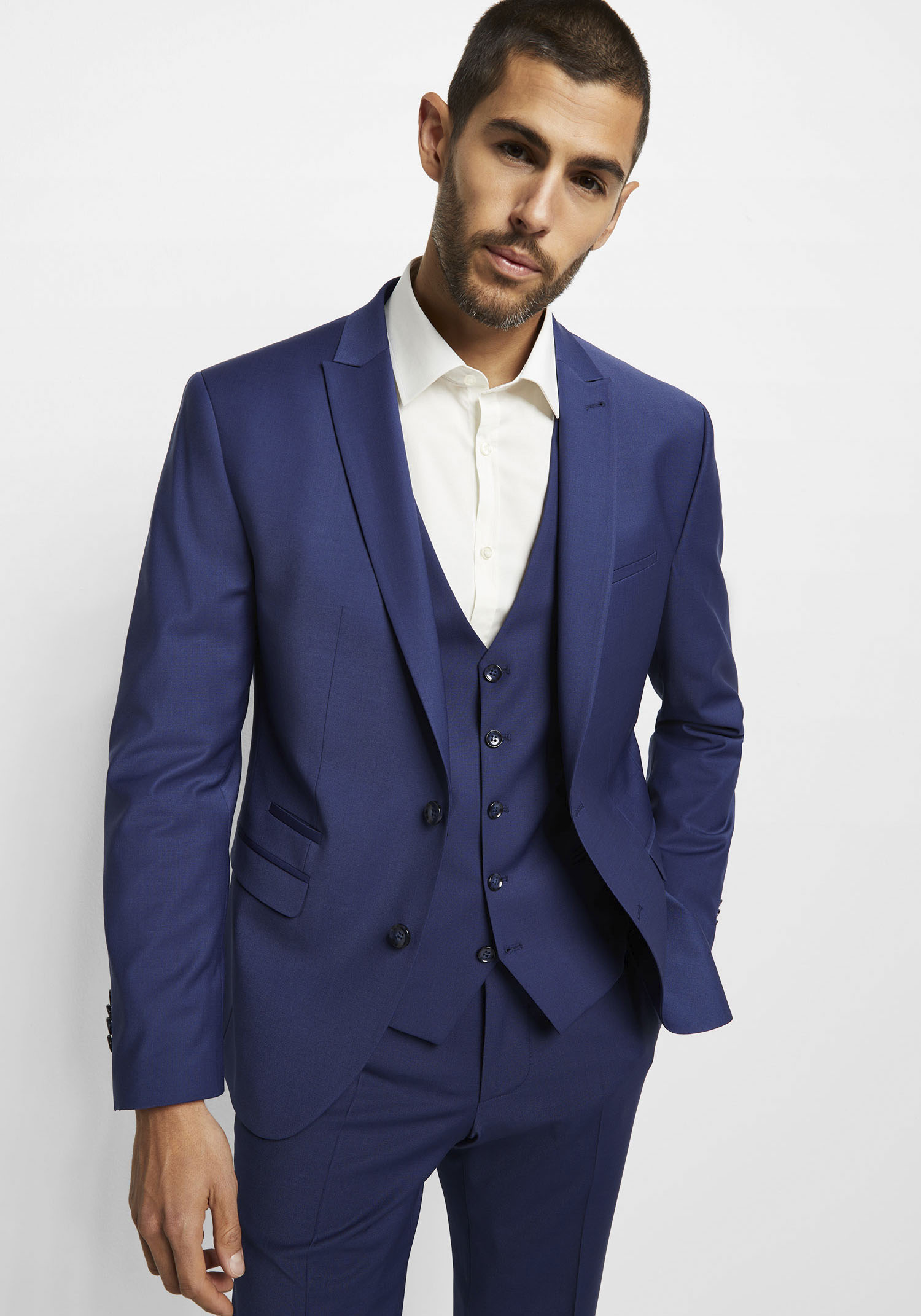 Baukastensakko CINQUE "CICASTELLO", Herren, Gr. 110, blau, Obermaterial: 53% Polyester, 43% Schurwolle, 4% Elasthan, unifarben, schmal, Sakkos, Topseller Image