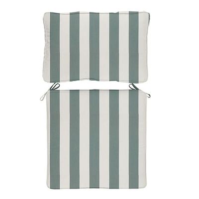 Replacement Seat and Back Cushion with Zipper - 26x42 - Box Edge, Canopy Stripe Fern/White Sunberlla 2 - Ballard Designs