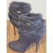 Coach Shoes | Coach Women's Gray Janeva Fur Trimmed Round Toe Boots 4" Heel~Size 6b | Color: Gray | Size: 6