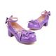 Fashion Patent Leather Lolita Shoes Women Red Bridal Wedding Party Strappy Platform Mary Janes Pumps Strap Block Cuban Heels, Purple, 8.5 UK