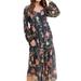 Anthropologie Dresses | Anthropologie Evelin Gray Floral Tiered Maxi Dress | Color: Gray/Pink | Size: S