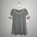 Lularoe Tops | Lularoe Women Xs Perfect Tee Tunic Gray White Solid Stripe Sleeve Flared | Color: Gray/White | Size: Xs