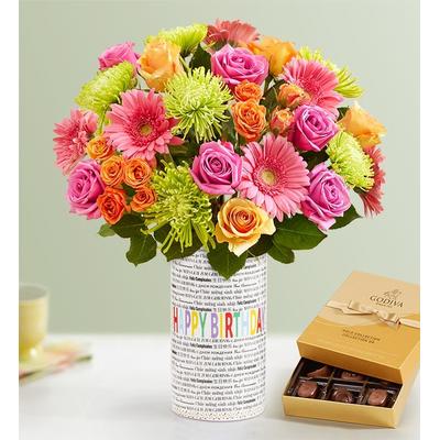 1-800-Flowers Everyday Gift Delivery Birthday Celebration W/ Vibrant Blooms & Godiva Chocolate
