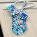 Lilly Pulitzer Swim | Lilly Pulitzer Girls 2t One Shoulder Ruffle One-Piece Swimsuit | Color: Blue/Pink | Size: 2tg